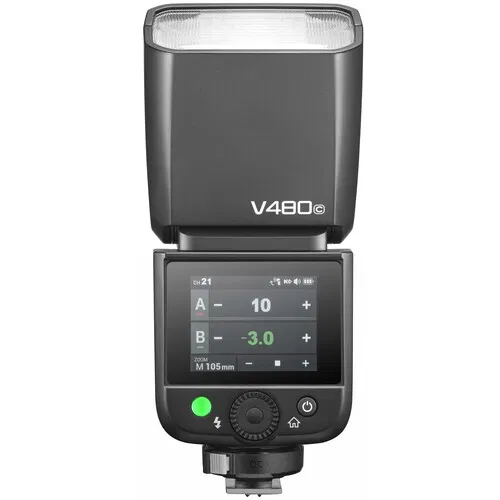 فلاش Godox Ving TTL المثبت على الكاميرا لكاميرات Canon، أسود، V480C