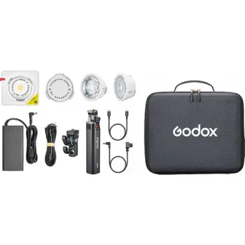 مجموعة إضاءة LED محمولة Godox ML100R RGB + عدسة 36 درجة ومقبض بطارية