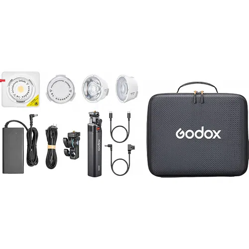 مجموعة إضاءة LED محمولة Godox ML100R RGB  عدسة 36 درجة ومقبض بطارية
