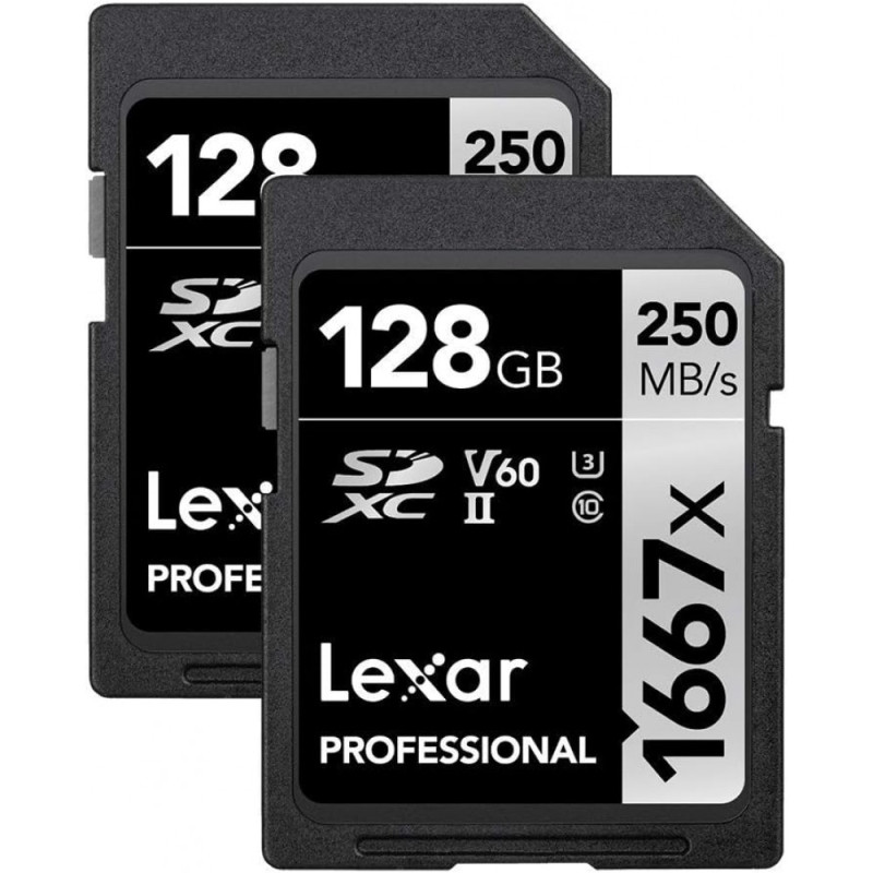 Lexar 128GB Professional 1667x UHS-II SDXC Memory Card 2-Pack