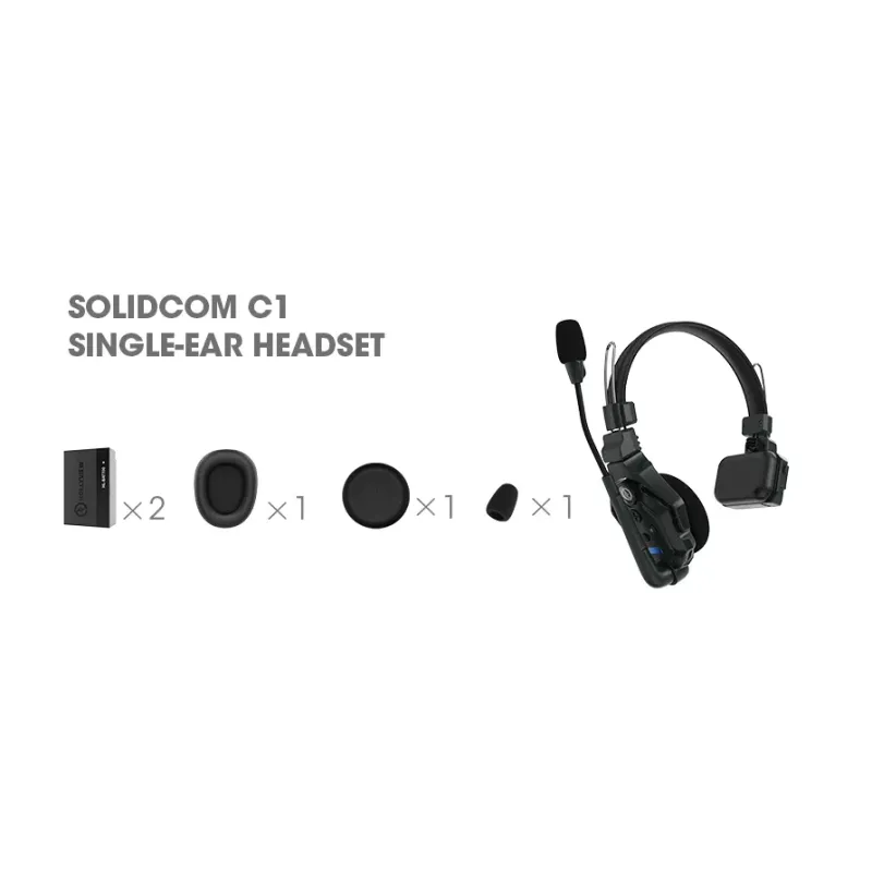 سماعة رأس Hollyland Solidcom C1 اللاسلكية ثنائية الاتجاه DECT عن بُعد بأذن واحدة 1.9 جيجاهرتز