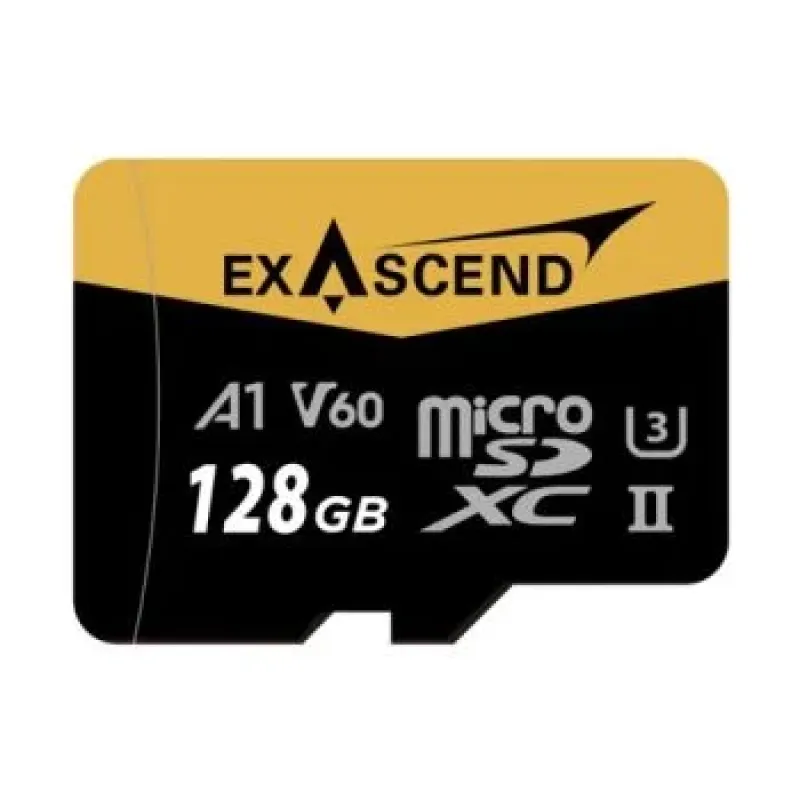 Exascend Catalyst MicroSD Card 128GB with Adapter , UHS-II / V60 / U3 / Class 10, Read:280 MB/s, Write:100 MB/s