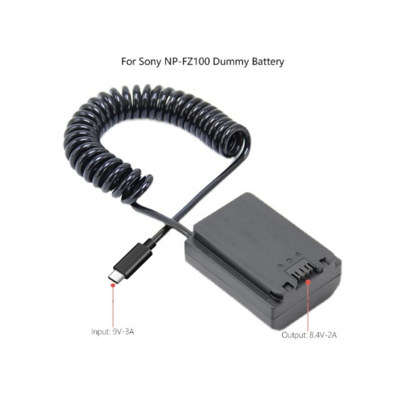 USB-C to Sony NP-FZ100 Regulated Dummy Battery Cable