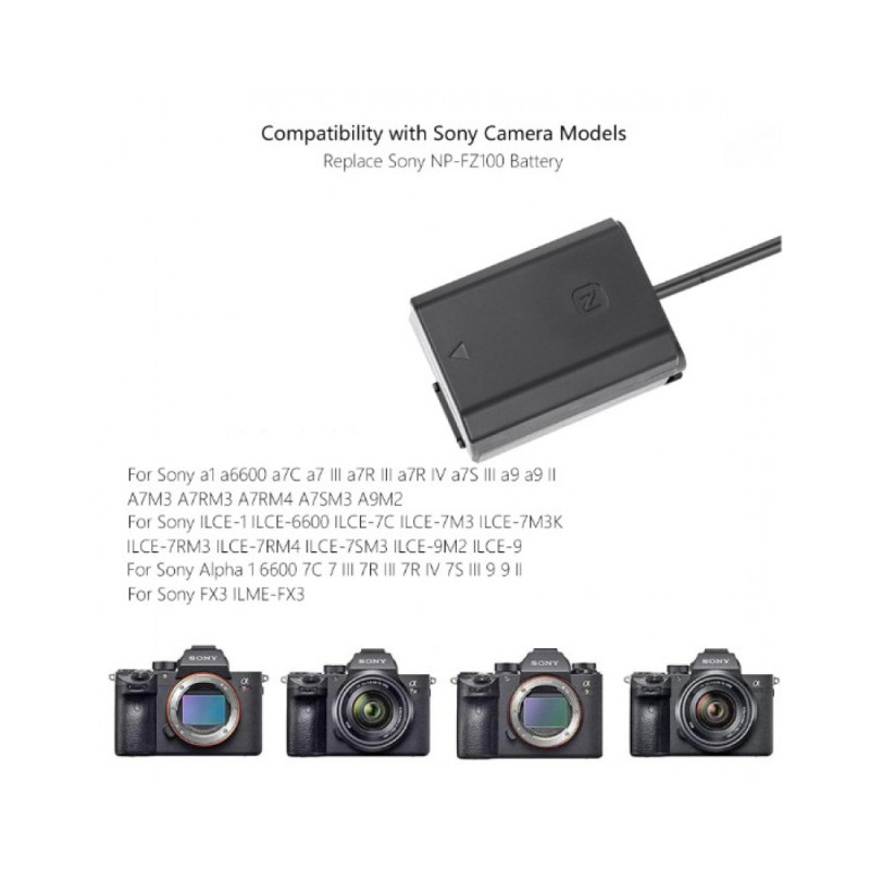 USB-C to Sony NP-FZ100 Regulated Dummy Battery Cable