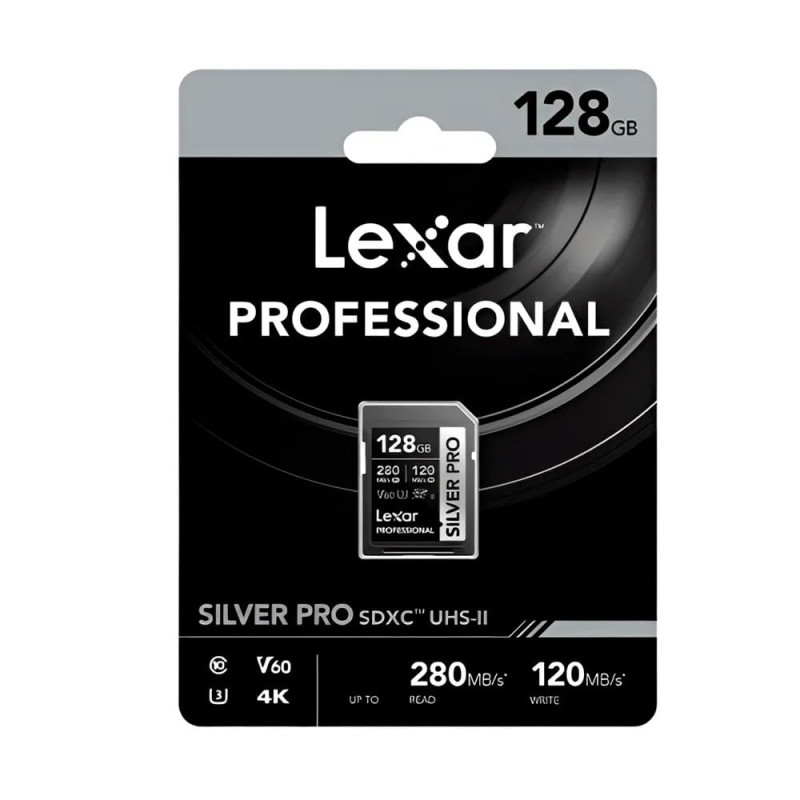 Lexar Professional Silver PRO 128GB SDXC UHS-II Memory Card – Up to 280MB/s Read, 160MB/s Write Speed, V60 SD Card for 4K Video, DSLR & Mirrorless Cameras