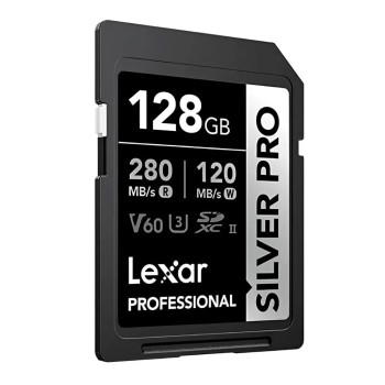 Lexar Professional Silver PRO 128GB SDXC UHS-II Memory Card – Up to 280MB/s Read, 160MB/s Write Speed, V60 SD Card for 4K Video, DSLR & Mirrorless Cameras