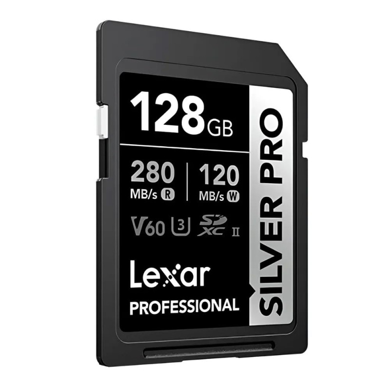 Lexar Professional Silver PRO 128GB SDXC UHS-II Memory Card – Up to 280MB/s Read, 160MB/s Write Speed, V60 SD Card for 4K Video, DSLR & Mirrorless Cameras
