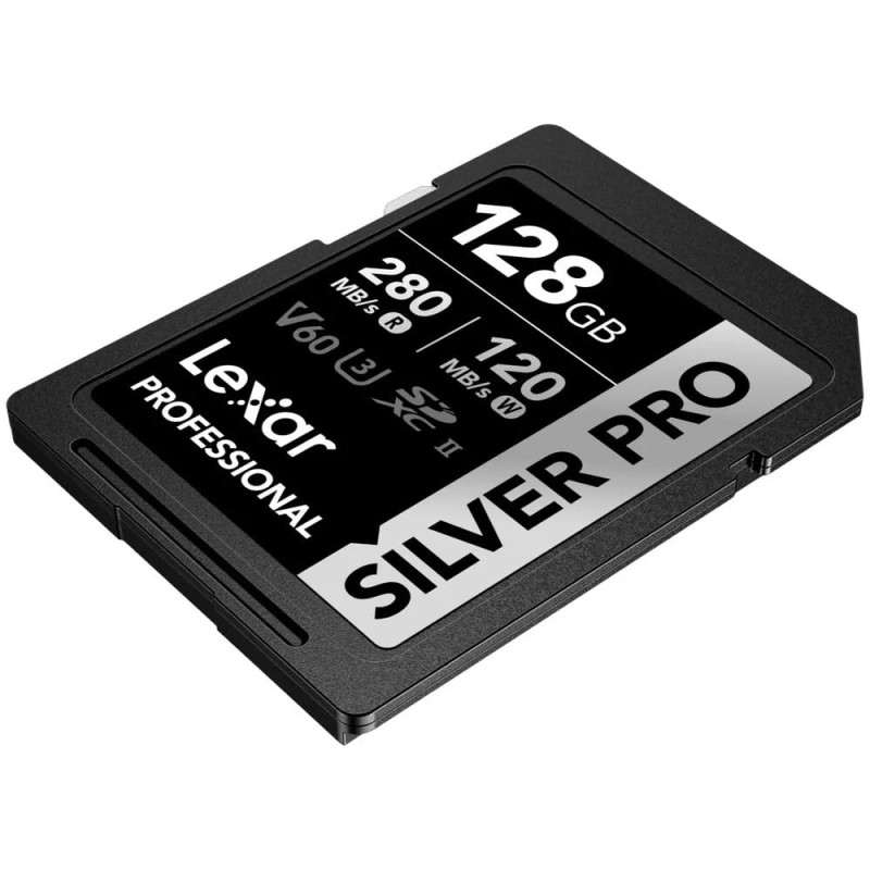 Lexar Professional Silver PRO 128GB SDXC UHS-II Memory Card – Up to 280MB/s Read, 160MB/s Write Speed, V60 SD Card for 4K Video, DSLR & Mirrorless Cameras